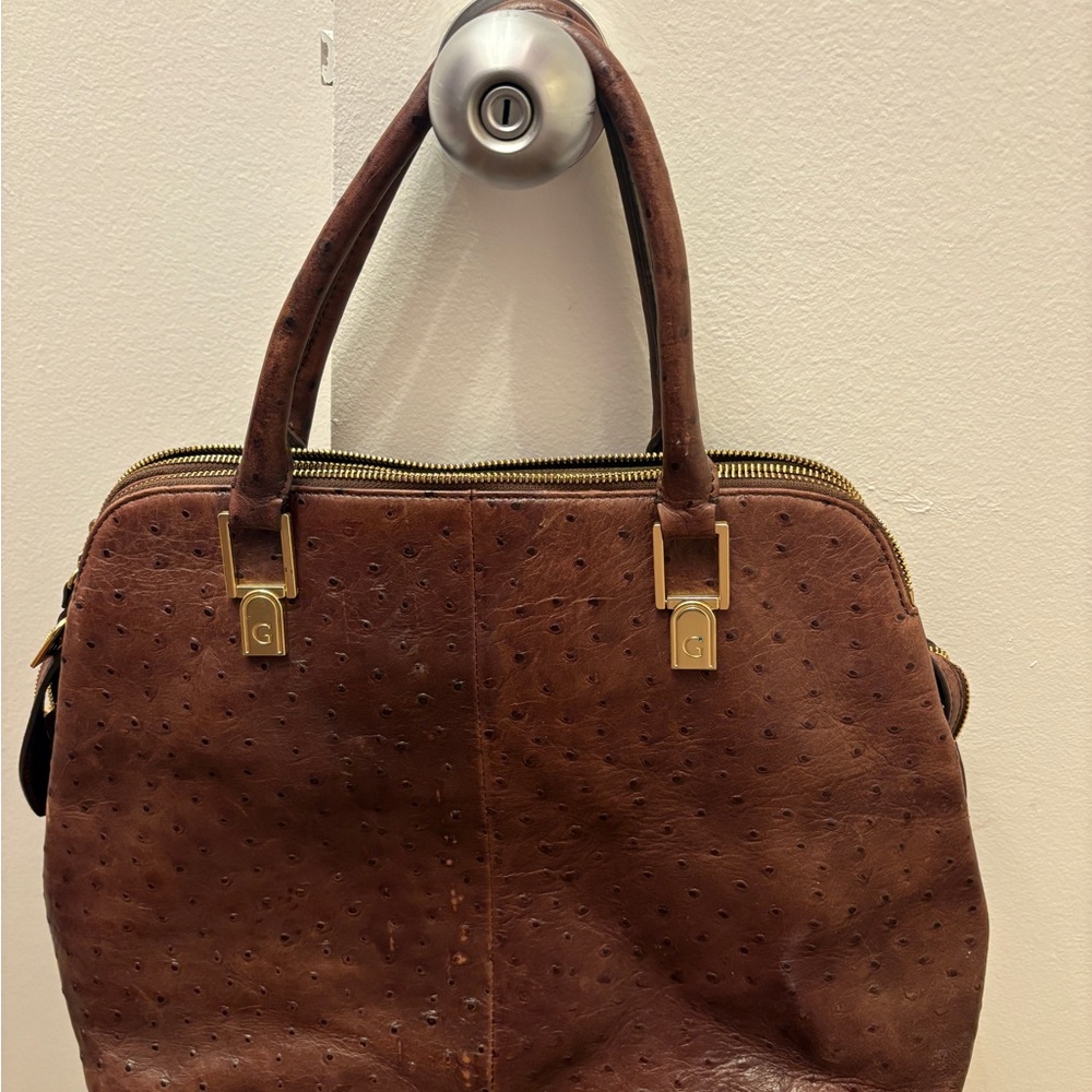 Purpley Brown Leather Satchel Bag with Tassel - Picture 4 of 5